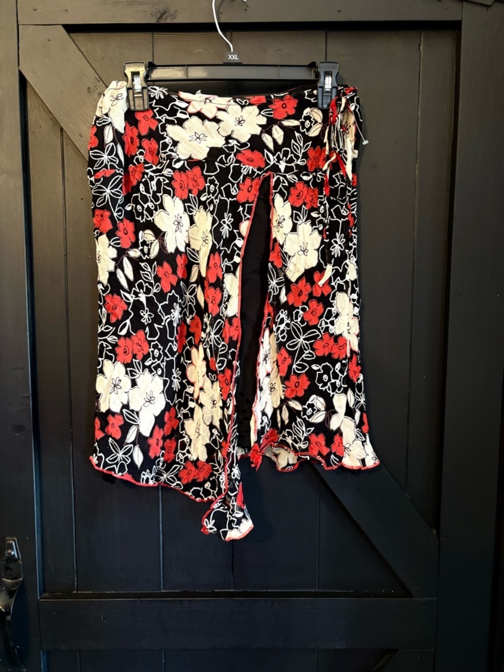 Angie Black Skirt with Red & White Floral Print